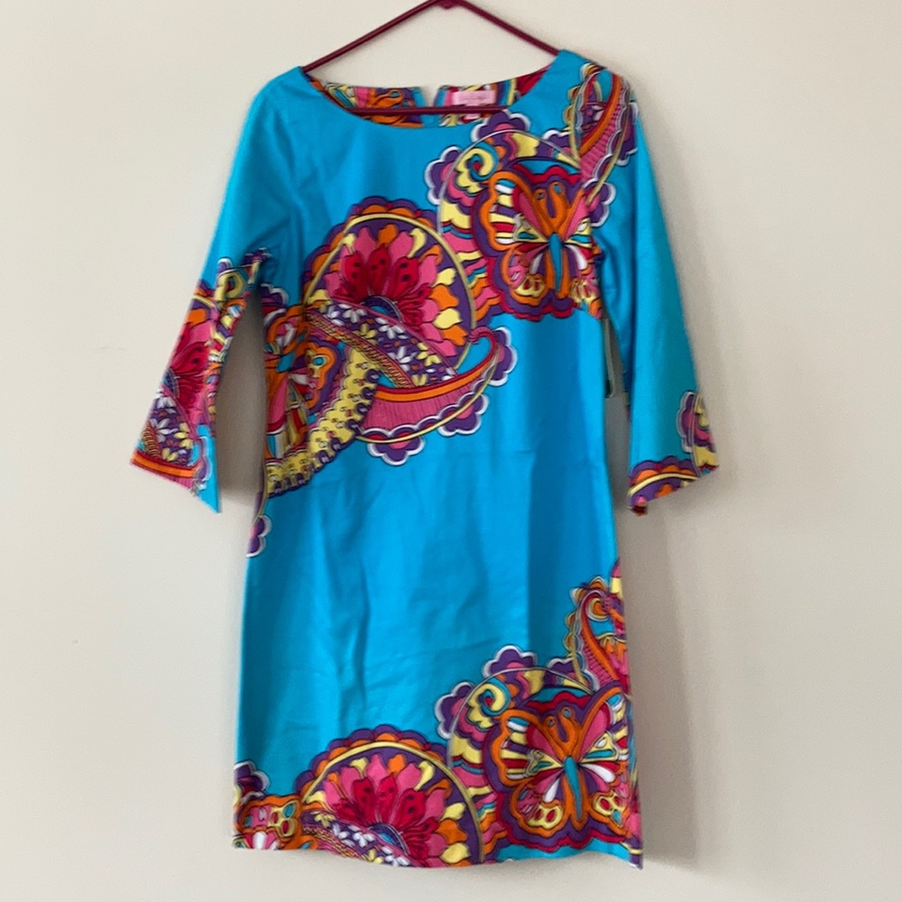Lilly Pulitzer Turquoise Multicolor Paisley Long Sleeve Dress